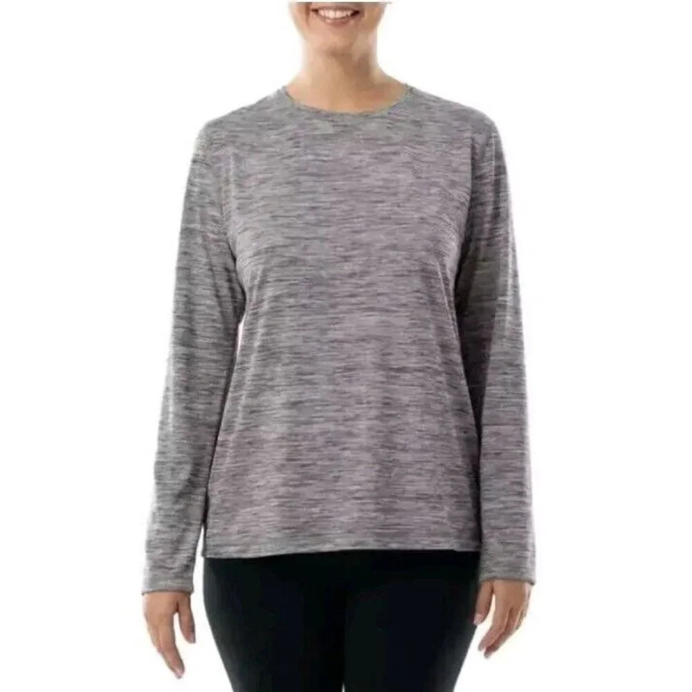 Athletic Works Women's Heather Gray Core Active Long Sleeve Quick Dry Size Large